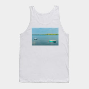 Catching the late sun - Two dinghies floating idly on calm harbour water at Tauranga New Zealand Tank Top